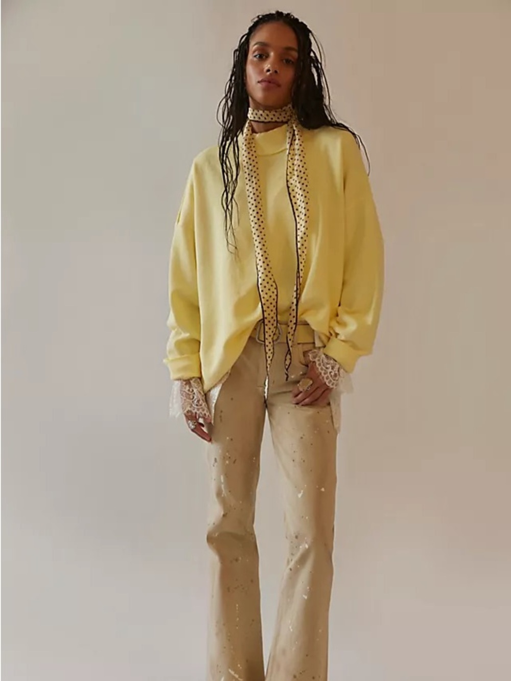 Free People We The Free Palm Springs Pullover, Butter Yellow, size XS
